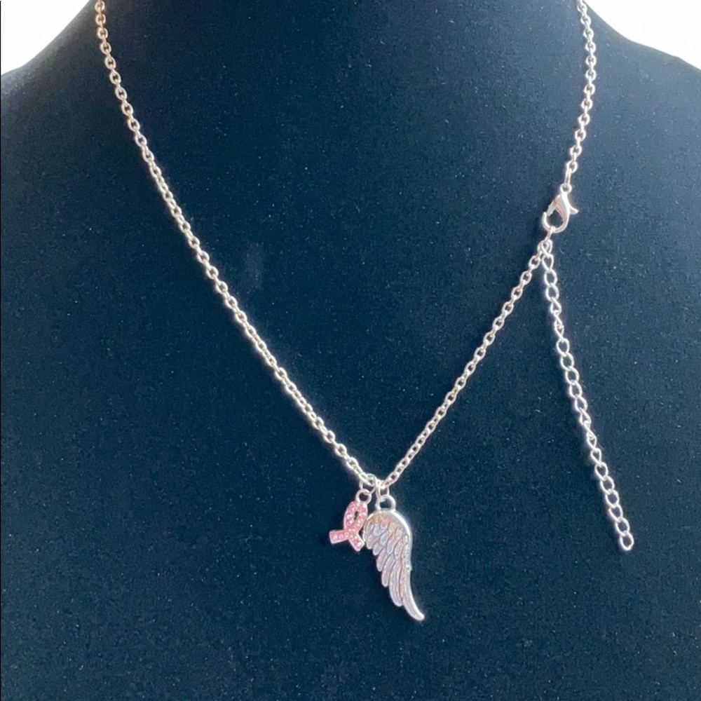 Breast Cancer Awareness and Wing necklace. - Picture 2 of 3
